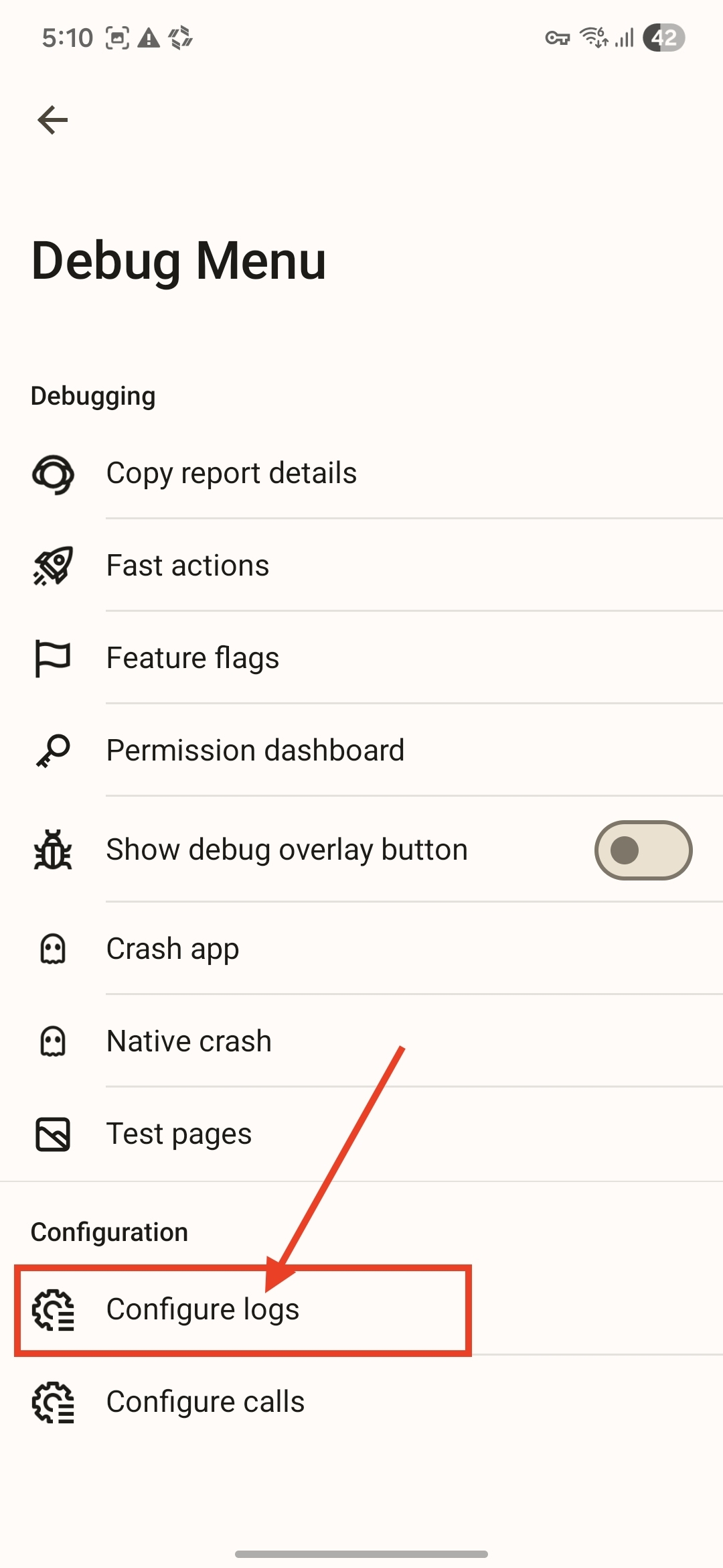 Android Configure logs