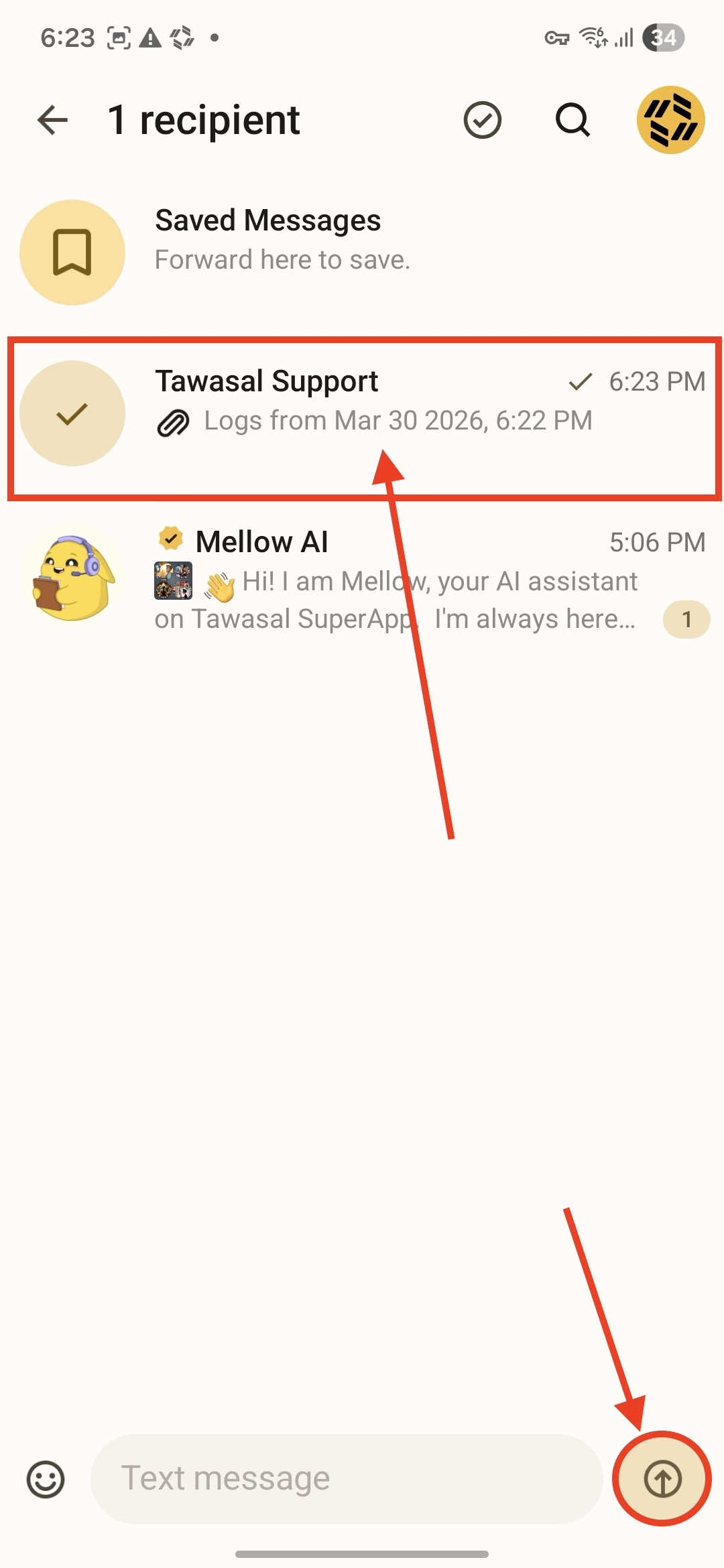 Android Existing chat