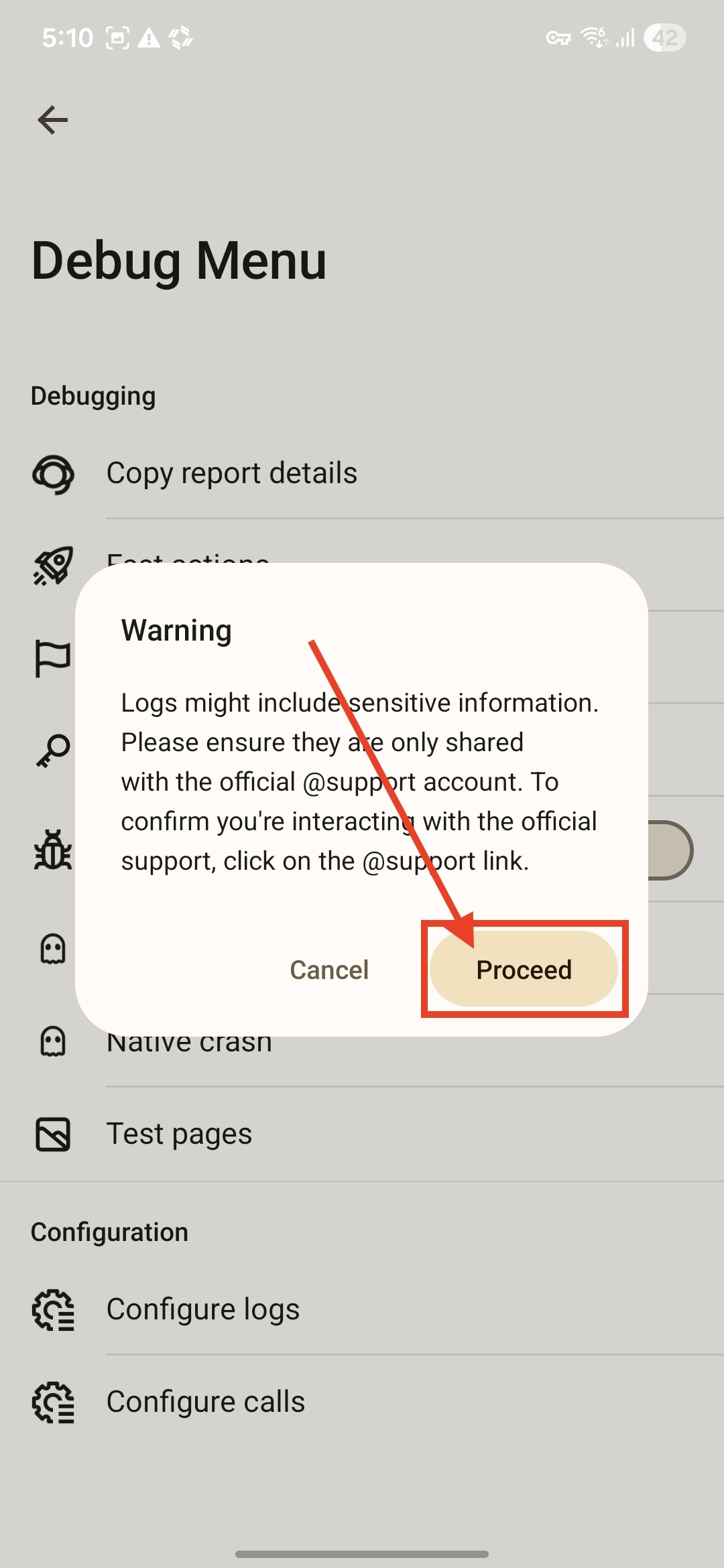 Android Proceed